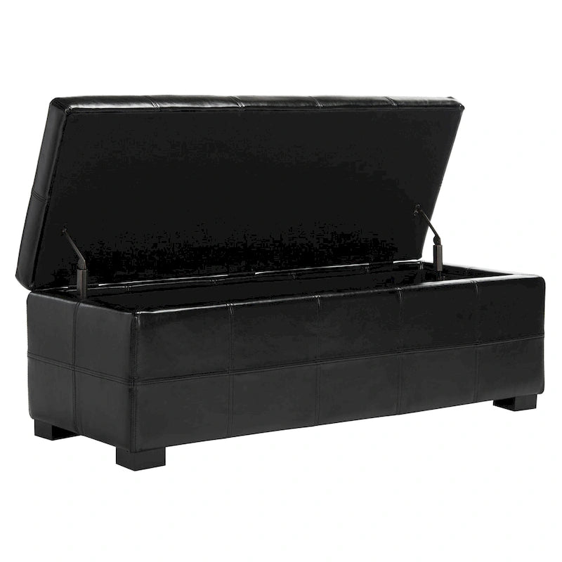 SAFAVIEH Kerrie Brown Bicast Leather/Wood Storage Bench - 46.9 x 18.3 x 16.7 - 47Wx18Dx17H
