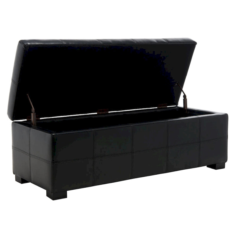 SAFAVIEH Kerrie Brown Bicast Leather/Wood Storage Bench - 46.9 x 18.3 x 16.7 - 47Wx18Dx17H