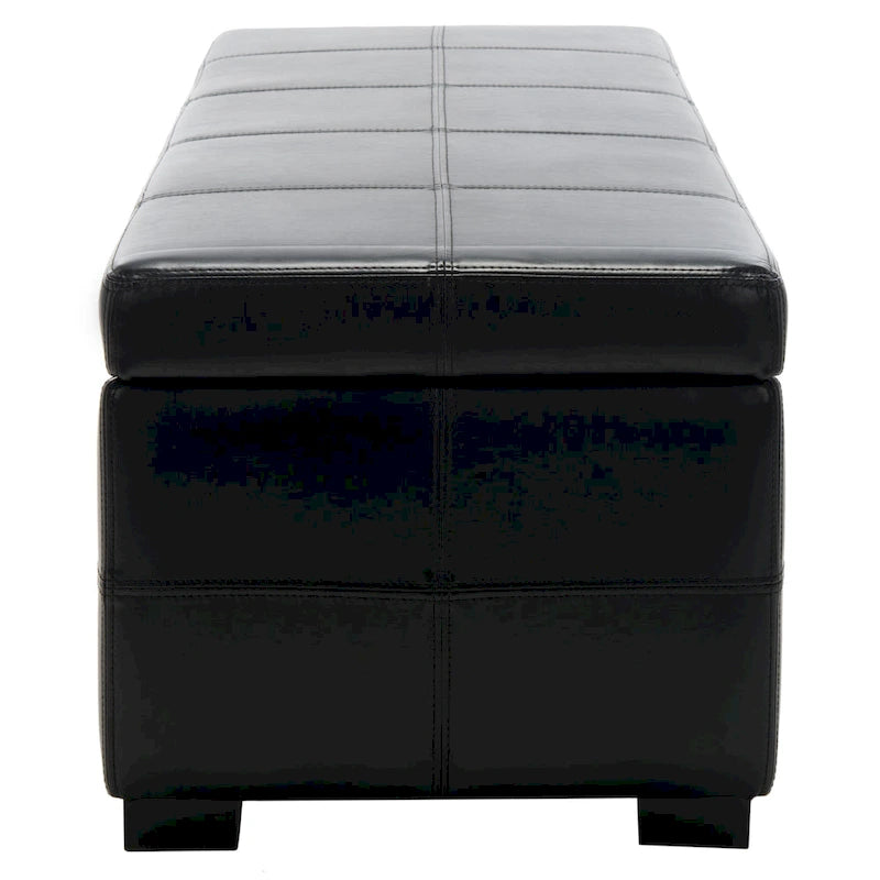 SAFAVIEH Kerrie Brown Bicast Leather/Wood Storage Bench - 46.9 x 18.3 x 16.7 - 47Wx18Dx17H