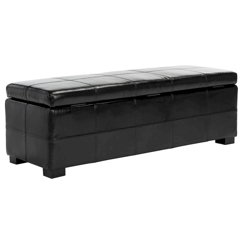 SAFAVIEH Kerrie Brown Bicast Leather/Wood Storage Bench - 46.9 x 18.3 x 16.7 - 47Wx18Dx17H