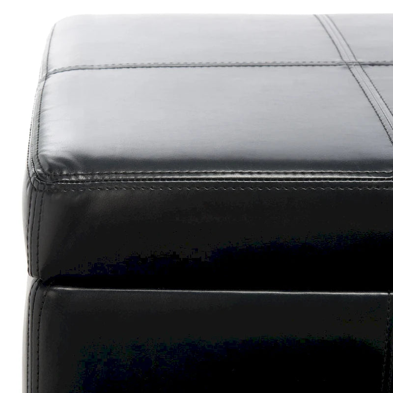 SAFAVIEH Kerrie Brown Bicast Leather/Wood Storage Bench - 46.9 x 18.3 x 16.7 - 47Wx18Dx17H