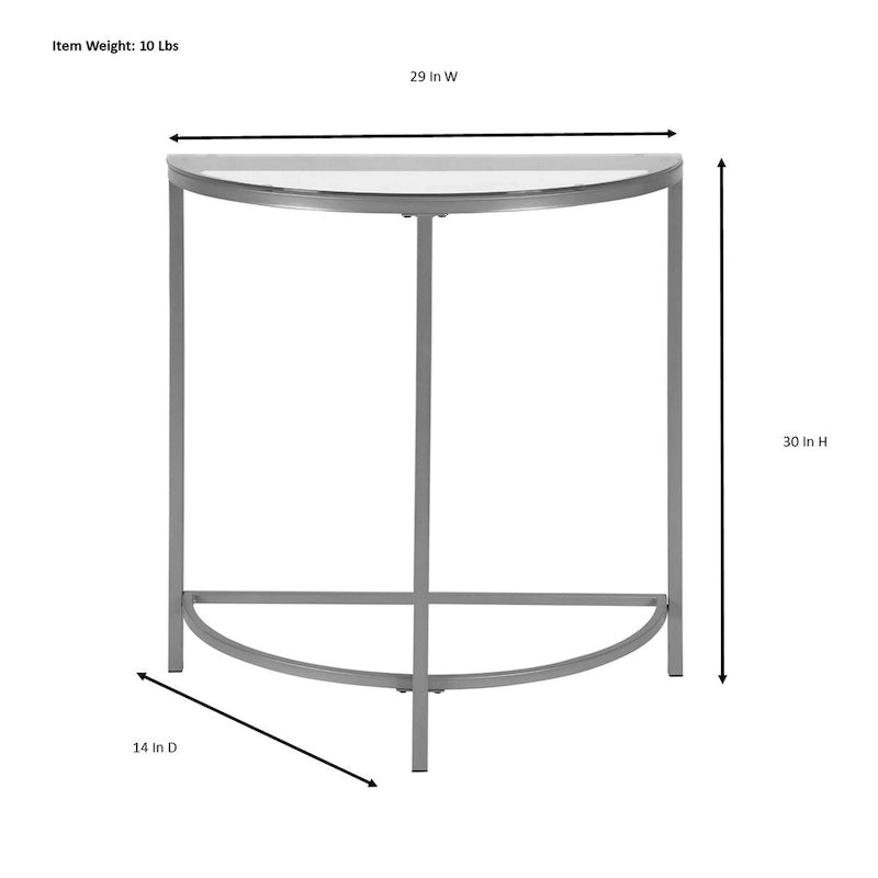 Demilune Console Table Tempered Glass Top Gold Metal Base Minimalist Half-Moon Entryway Table Modern Accent Furniture