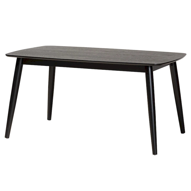 59-Inch Mid-Century Modern Dining Table - Rubberwood, Angled Legs, Rounded Corners, Seats 6, Robust Elegance