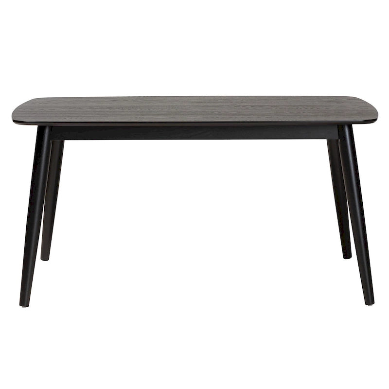 59-Inch Mid-Century Modern Dining Table - Rubberwood, Angled Legs, Rounded Corners, Seats 6, Robust Elegance