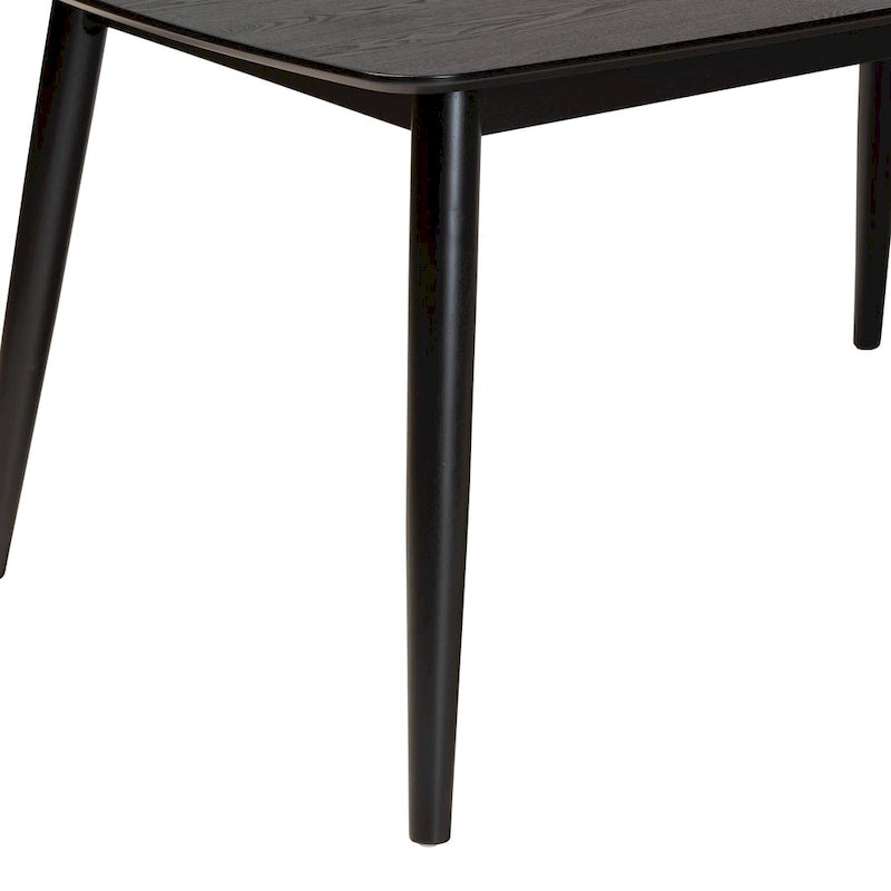 59-Inch Mid-Century Modern Dining Table - Rubberwood, Angled Legs, Rounded Corners, Seats 6, Robust Elegance