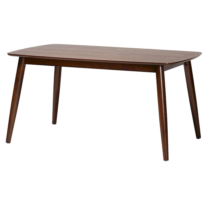 59-Inch Mid-Century Modern Dining Table - Rubberwood, Angled Legs, Rounded Corners, Seats 6, Robust Elegance