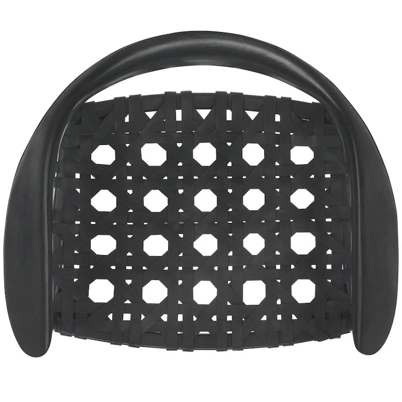 Woven Leather Accent Chair - French Cane Pattern, Black Solid Wood Frame, 25x22x22", Fully Assembled, Contemporary Chic