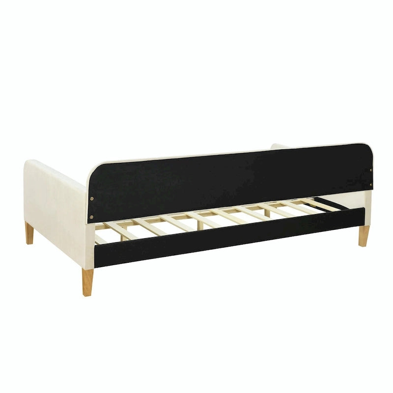 Velvet Upholstered Daybed - Full/Twin Size, 600lb Capacity, 4 Pine Wood Legs, Dual Function Sofa Bed with Slat Kit