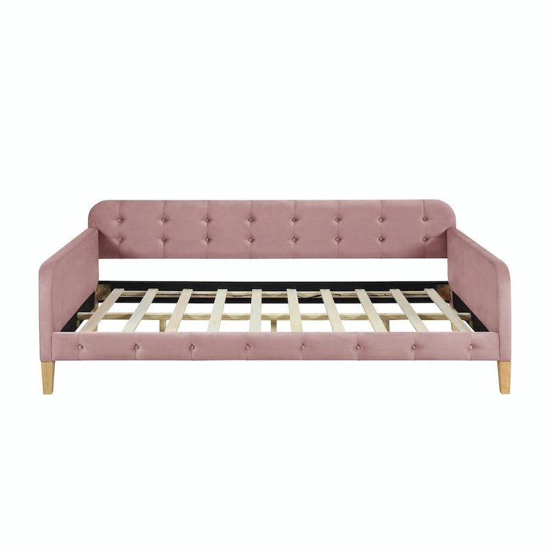 Velvet Upholstered Daybed - Full/Twin Size, 600lb Capacity, 4 Pine Wood Legs, Dual Function Sofa Bed with Slat Kit