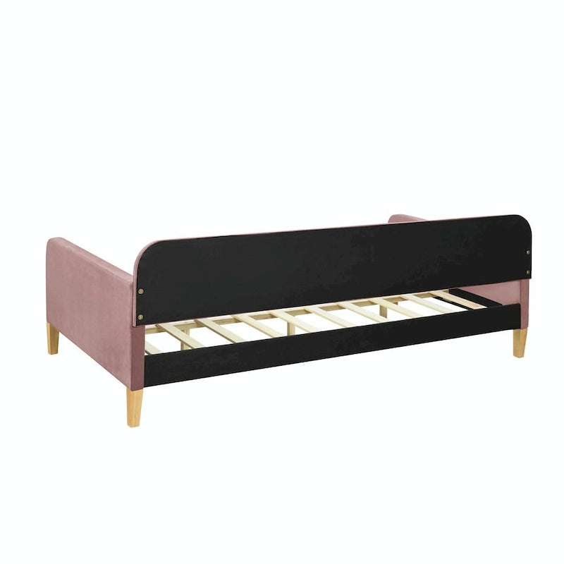 Velvet Upholstered Daybed - Full/Twin Size, 600lb Capacity, 4 Pine Wood Legs, Dual Function Sofa Bed with Slat Kit