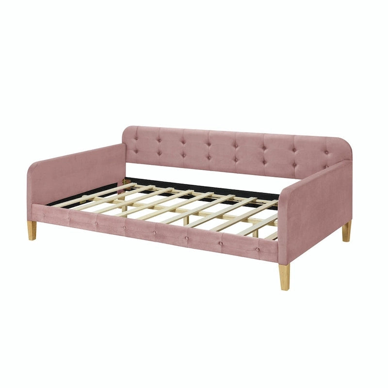Velvet Upholstered Daybed - Full/Twin Size, 600lb Capacity, 4 Pine Wood Legs, Dual Function Sofa Bed with Slat Kit