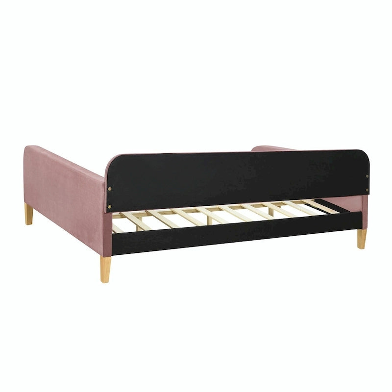 Velvet Upholstered Daybed - Full/Twin Size, 600lb Capacity, 4 Pine Wood Legs, Dual Function Sofa Bed with Slat Kit