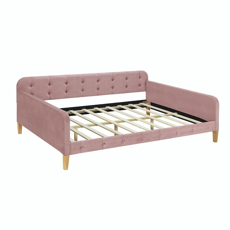 Velvet Upholstered Daybed - Full/Twin Size, 600lb Capacity, 4 Pine Wood Legs, Dual Function Sofa Bed with Slat Kit