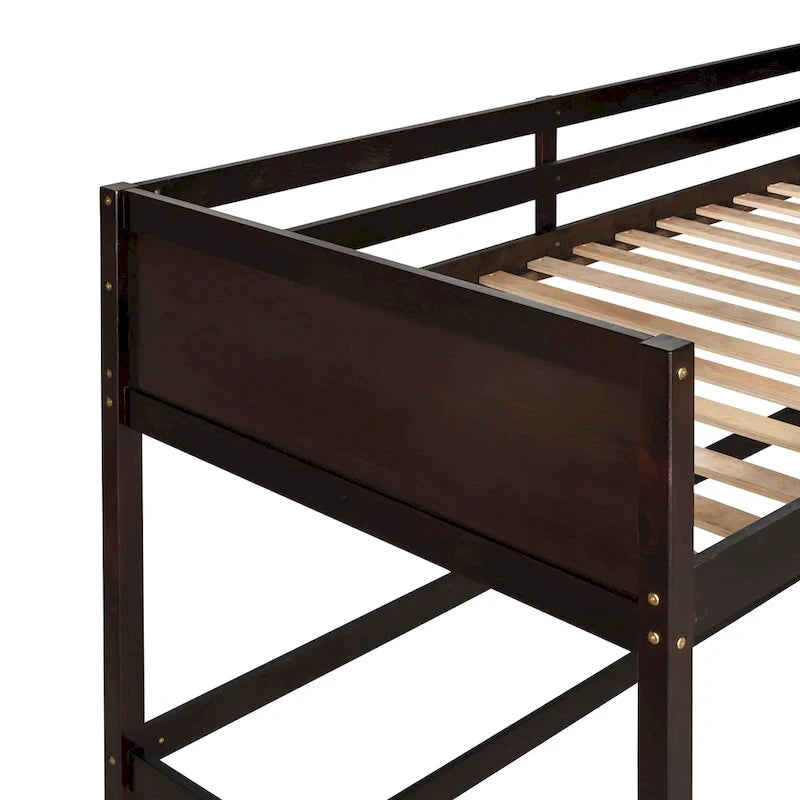 Twin Size Loft Bed with Ladder & Guard Rails - Solid Pine Wood Frame, 14 Slat Support, Space-Saving Design, No Box Spring Needed - 79.5"L x 67.5"H