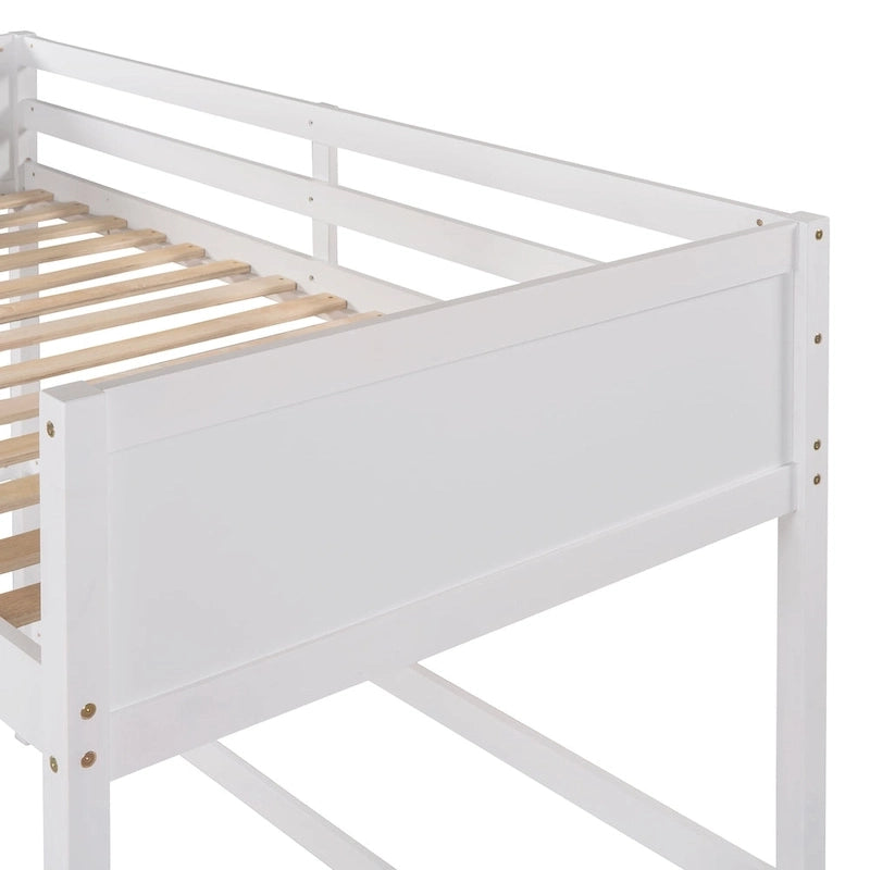 Twin Size Loft Bed with Ladder & Guard Rails - Solid Pine Wood Frame, 14 Slat Support, Space-Saving Design, No Box Spring Needed - 79.5"L x 67.5"H