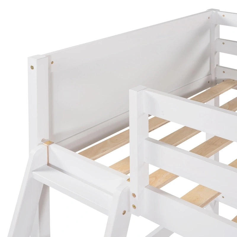Twin Size Loft Bed with Ladder & Guard Rails - Solid Pine Wood Frame, 14 Slat Support, Space-Saving Design, No Box Spring Needed - 79.5"L x 67.5"H
