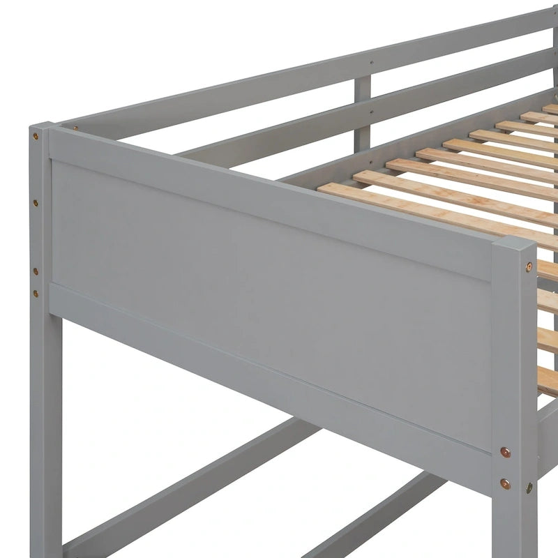 Twin Size Loft Bed with Ladder & Guard Rails - Solid Pine Wood Frame, 14 Slat Support, Space-Saving Design, No Box Spring Needed - 79.5"L x 67.5"H