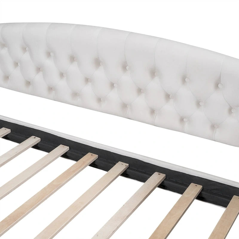 Full Size Tufted Button Daybed - Modern Luxury Design, Plywood Frame with Wood Slats, No Box Spring Needed, Multi-Function