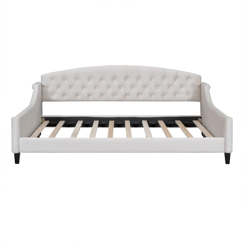 Full Size Tufted Button Daybed - Modern Luxury Design, Plywood Frame with Wood Slats, No Box Spring Needed, Multi-Function