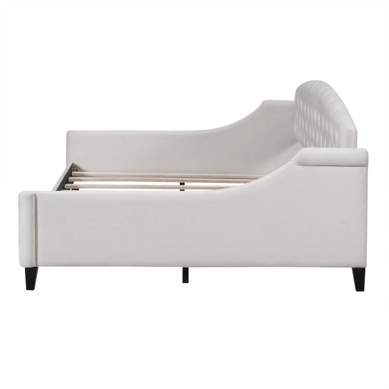 Full Size Tufted Button Daybed - Modern Luxury Design, Plywood Frame with Wood Slats, No Box Spring Needed, Multi-Function