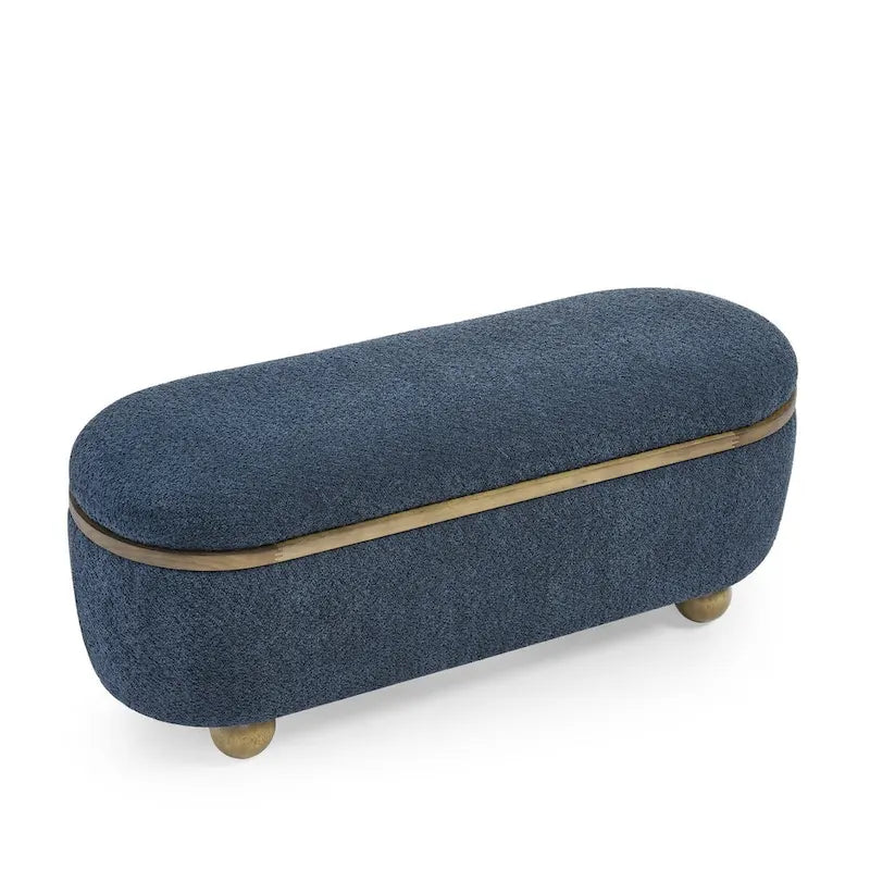 Large Upholstered Storage Ottoman Bench Dark Green Loop Yarn End of Bed Living Room Multi-Purpose Furniture