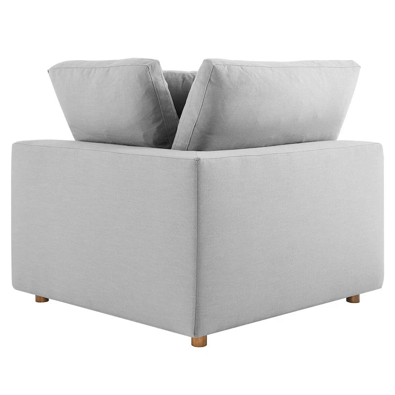 6-Piece Overstuffed Sectional Sofa Down Filled Plush Contemporary Solid Wood Construction Polyester Fabric Cotton Cushions