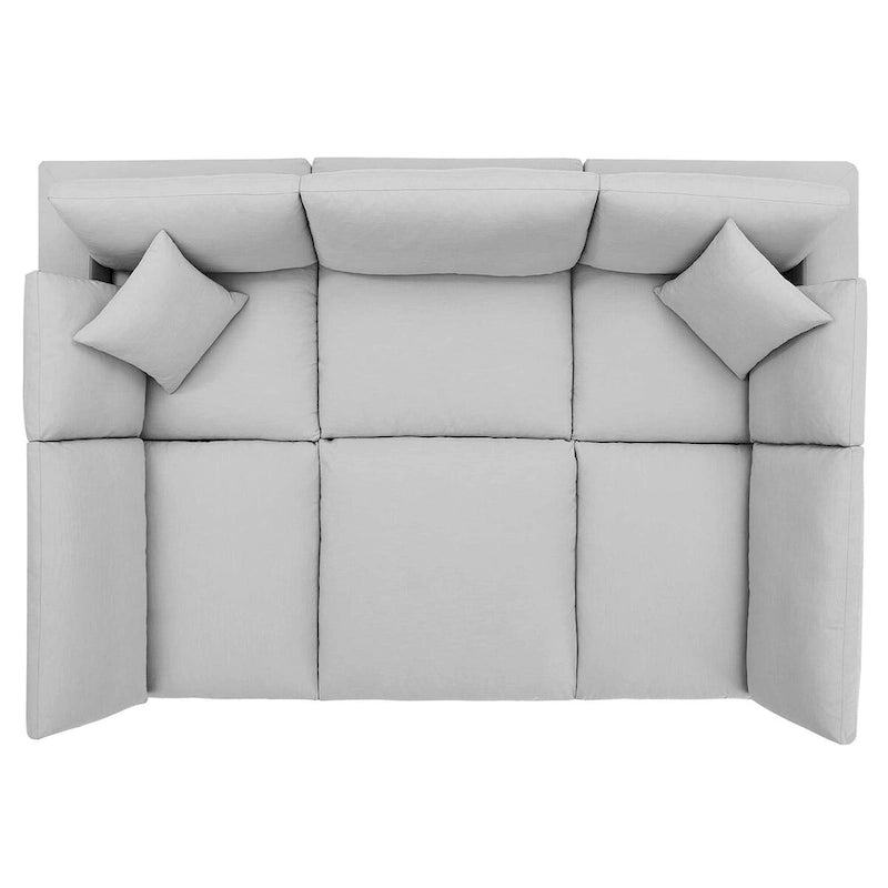 6-Piece Overstuffed Sectional Sofa Down Filled Plush Contemporary Solid Wood Construction Polyester Fabric Cotton Cushions