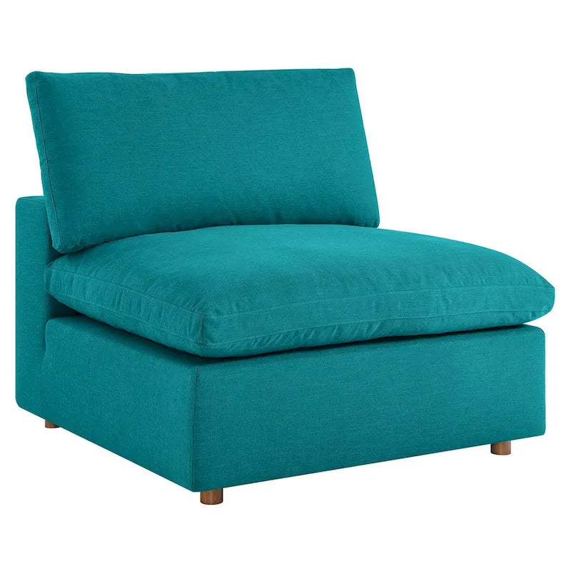 6-Piece Overstuffed Sectional Sofa Down Filled Plush Contemporary Solid Wood Construction Polyester Fabric Cotton Cushions