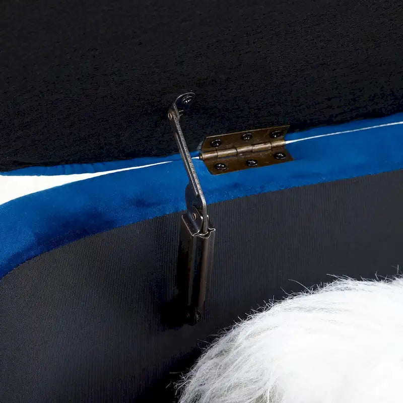 50" Velvet Oval Storage Bench Split Lift-Top Ottoman with Golden Metal Legs Hidden Storage End of Bed Seating 47.6"W x 19.7"H