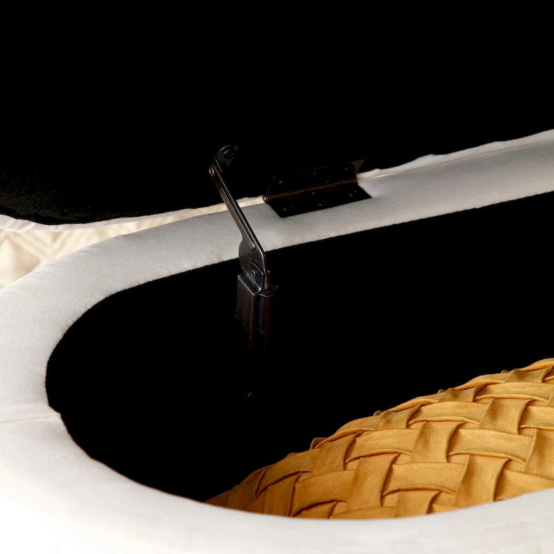 50" Velvet Oval Storage Bench Split Lift-Top Ottoman with Golden Metal Legs Hidden Storage End of Bed Seating 47.6"W x 19.7"H