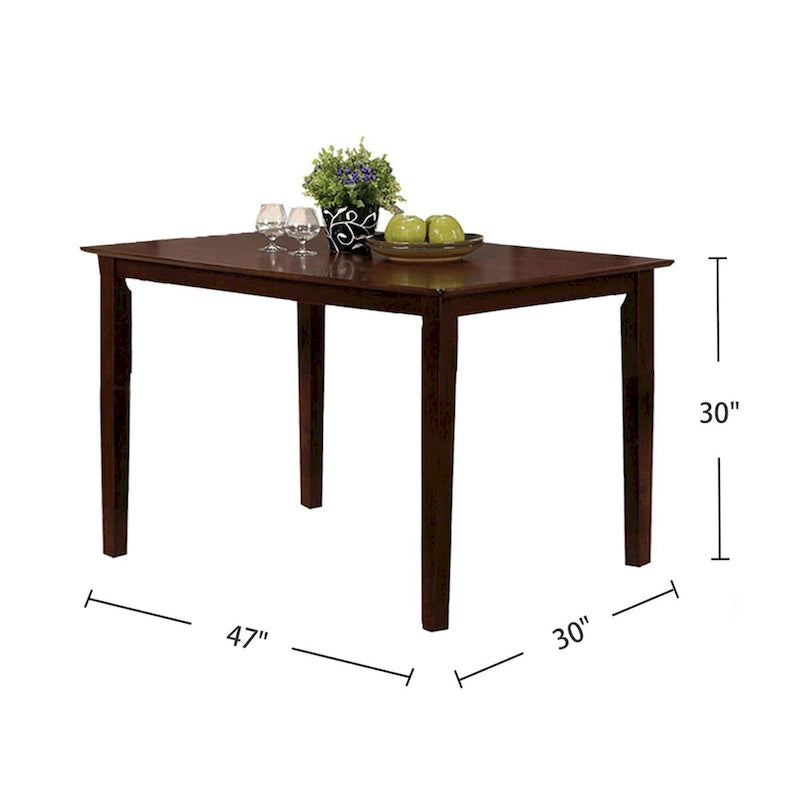 5-Piece Dining Set - Espresso & Beige, Rectangular Table with 4 Padded Chairs, Slatted Backrests, Tapered Legs, Wood & Veneer