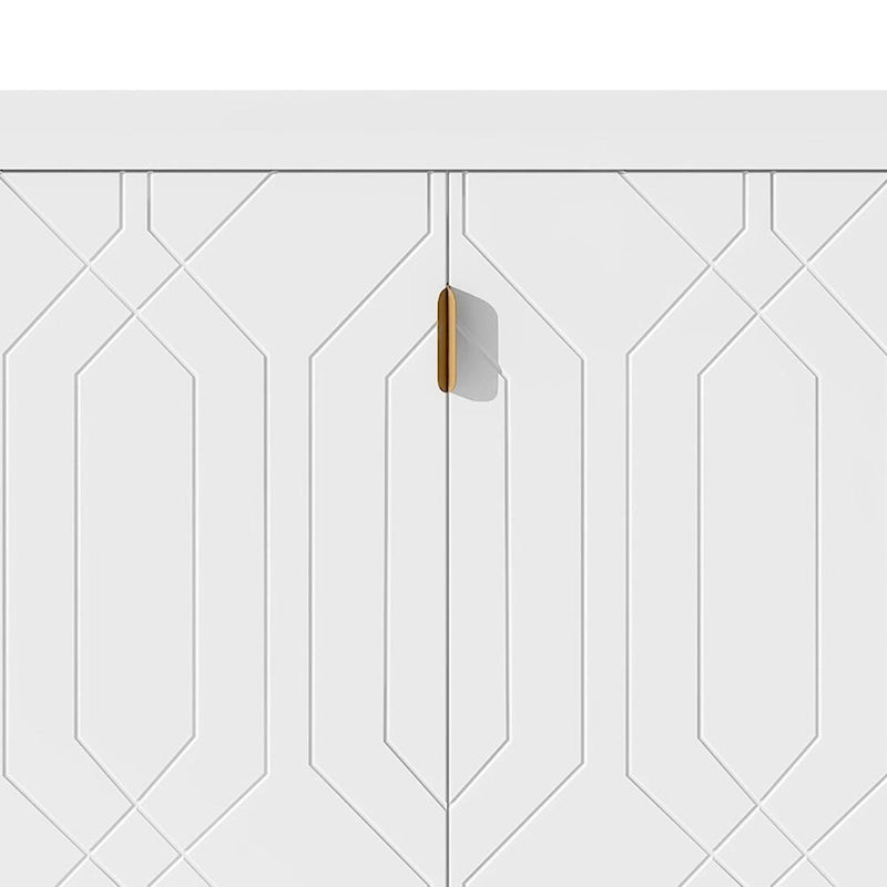 65-Inch Mid-Century Wooden Sideboard - 3 Interior Shelves, Gold Metal Handles, Minimalist Design, 88lb Top Capacity