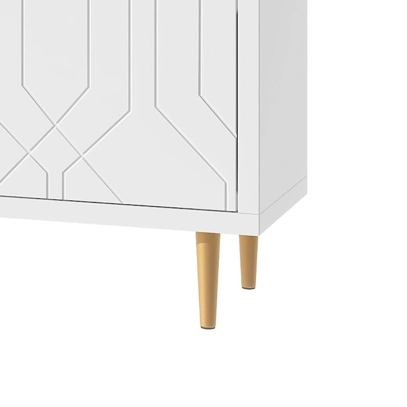 65-Inch Mid-Century Wooden Sideboard - 3 Interior Shelves, Gold Metal Handles, Minimalist Design, 88lb Top Capacity