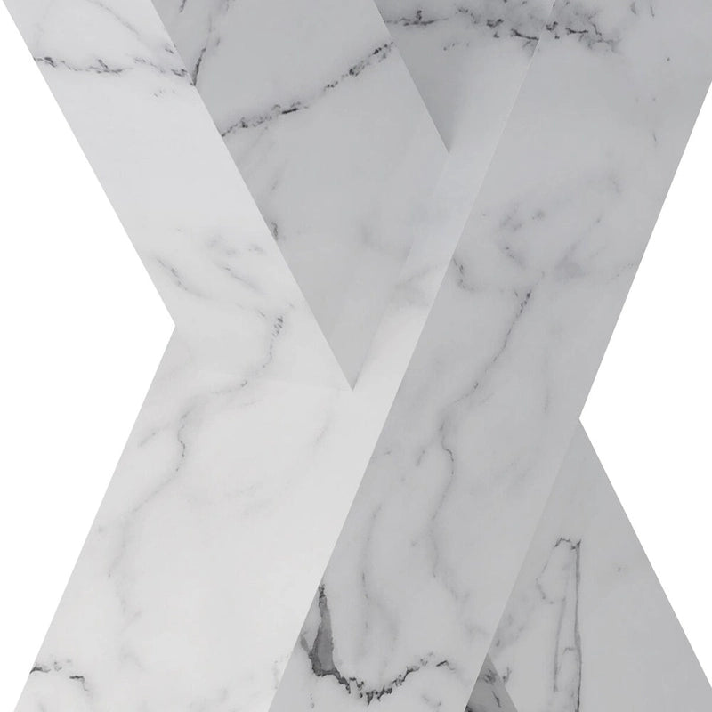Extendable Dining Table 48-63" - White Marble Top, X-Shaped Metal Base, Square to Rectangle, 220lb Capacity, MDF & Steel