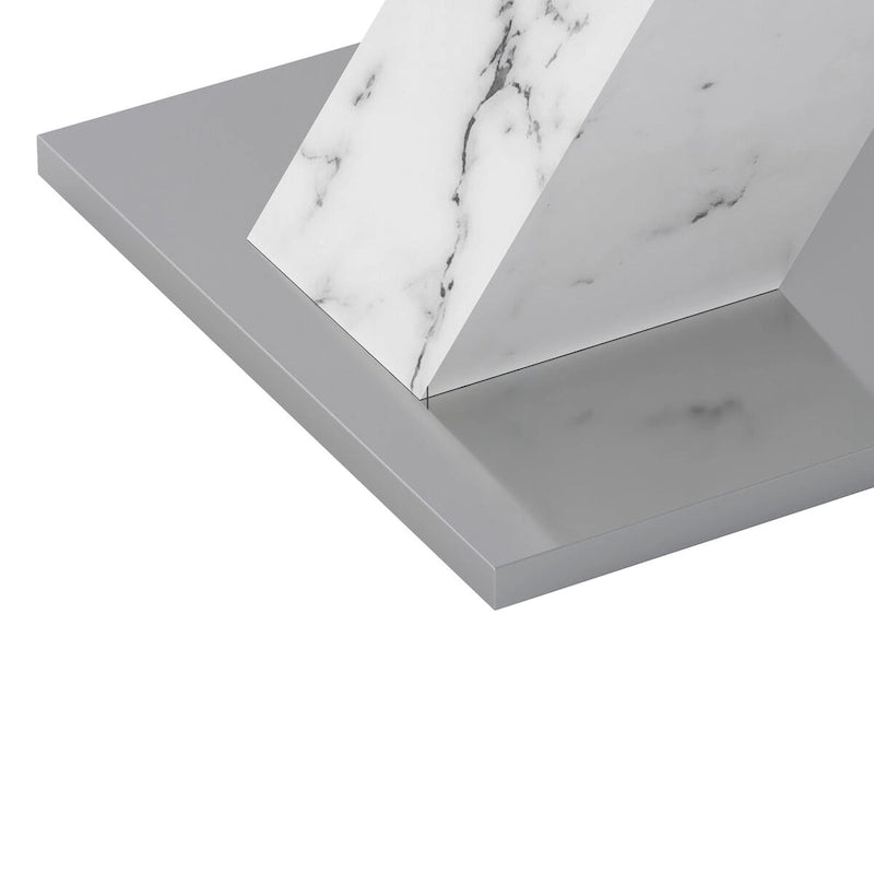 Extendable Dining Table 48-63" - White Marble Top, X-Shaped Metal Base, Square to Rectangle, 220lb Capacity, MDF & Steel