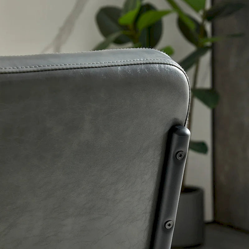 Modern Simple Leather Dining Chair with Metal Pipe