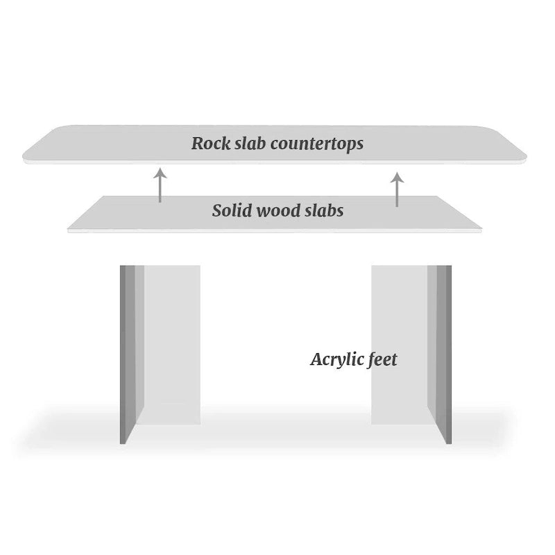 71-Inch Sintered Stone Dining Table - Modern Rectangular with Acrylic Legs, Seats 6-8, Scratch Resistant, 280lb Capacity