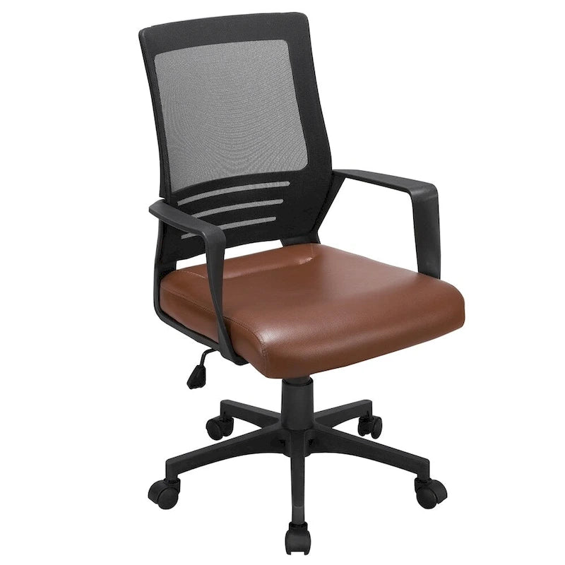 Adjustable Ergonomic Mesh Office Chair with Lumbar Support - 360° Swivel, 265lb Capacity, PU Leather & Mesh Back