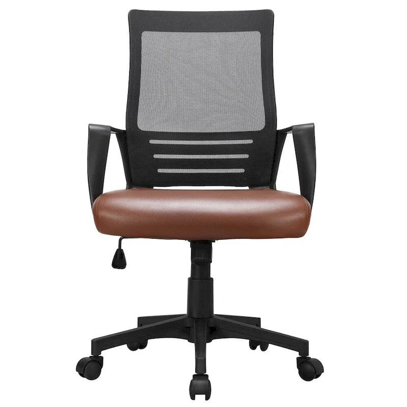 Adjustable Ergonomic Mesh Office Chair with Lumbar Support - 360° Swivel, 265lb Capacity, PU Leather & Mesh Back