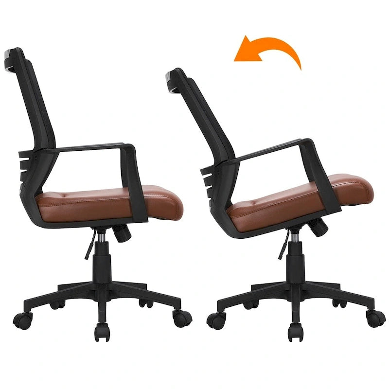 Adjustable Ergonomic Mesh Office Chair with Lumbar Support - 360° Swivel, 265lb Capacity, PU Leather & Mesh Back