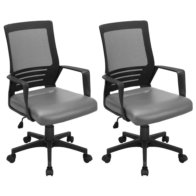 Adjustable Ergonomic Mesh Office Chair with Lumbar Support - 360° Swivel, 265lb Capacity, PU Leather & Mesh Back