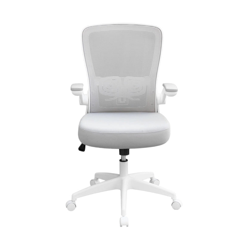 Ergonomic Mesh Task Chair with Flip-Up Arms & Pneumatic Height Adjustment - Breathable Back, Tilt Tension Control, 275 lbs Capacity - Grey Office Chair