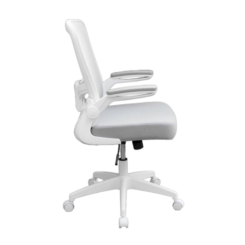 Ergonomic Mesh Task Chair with Flip-Up Arms & Pneumatic Height Adjustment - Breathable Back, Tilt Tension Control, 275 lbs Capacity - Grey Office Chair