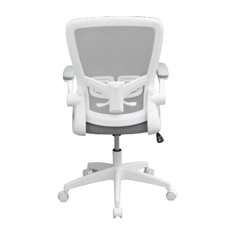 Ergonomic Mesh Task Chair with Flip-Up Arms & Pneumatic Height Adjustment - Breathable Back, Tilt Tension Control, 275 lbs Capacity - Grey Office Chair