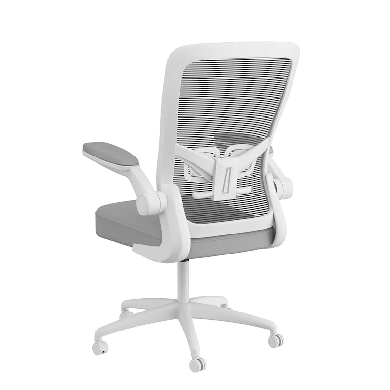 Ergonomic Mesh Task Chair with Flip-Up Arms & Pneumatic Height Adjustment - Breathable Back, Tilt Tension Control, 275 lbs Capacity - Grey Office Chair