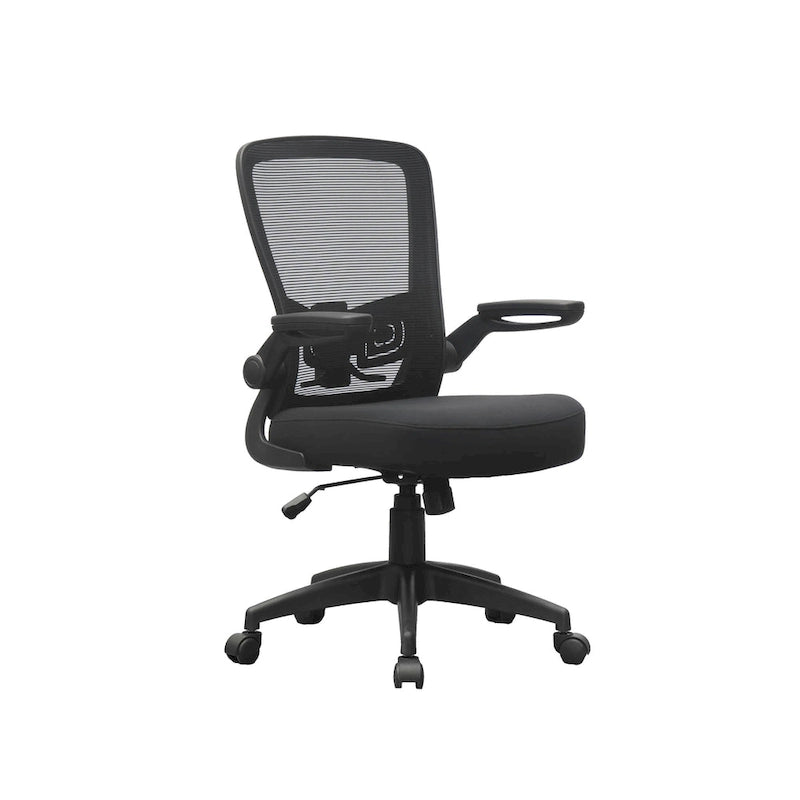 Ergonomic Mesh Task Chair with Flip-Up Arms & Pneumatic Height Adjustment - Breathable Back, Tilt Tension Control, 275 lbs Capacity - Grey Office Chair