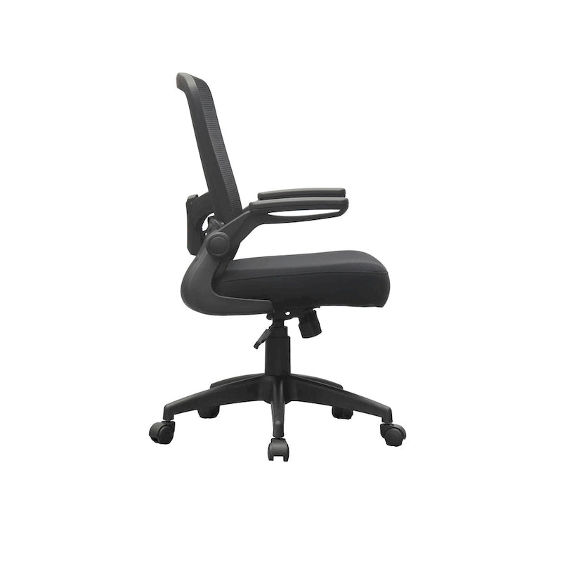 Ergonomic Mesh Task Chair with Flip-Up Arms & Pneumatic Height Adjustment - Breathable Back, Tilt Tension Control, 275 lbs Capacity - Grey Office Chair