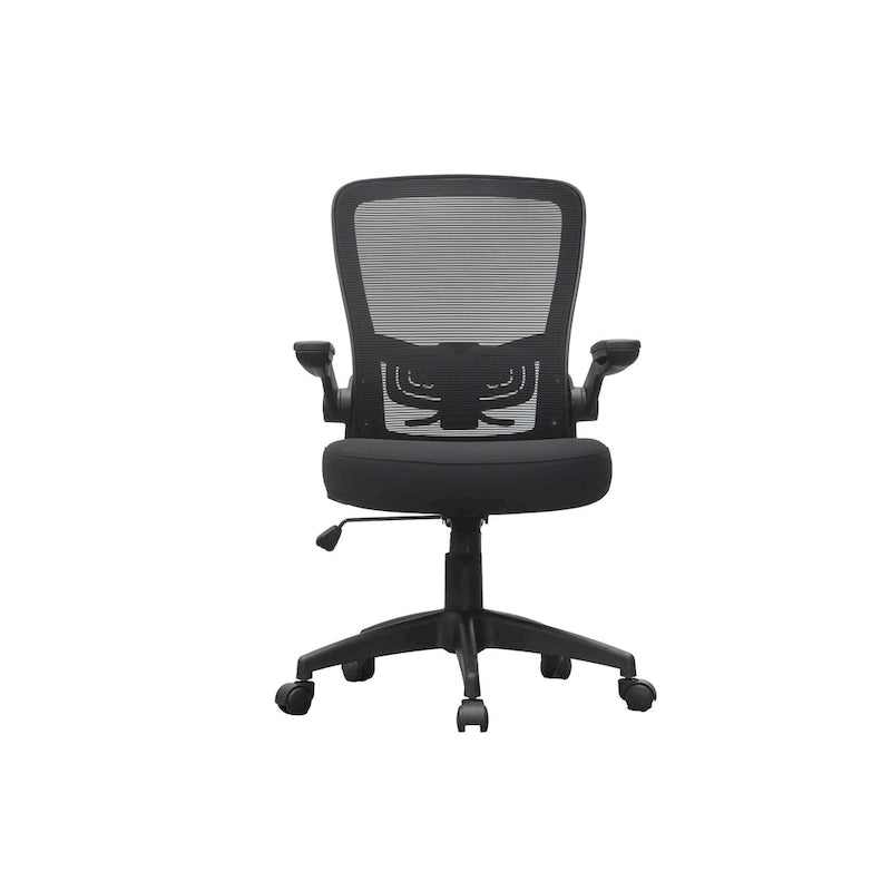 Ergonomic Mesh Task Chair with Flip-Up Arms & Pneumatic Height Adjustment - Breathable Back, Tilt Tension Control, 275 lbs Capacity - Grey Office Chair