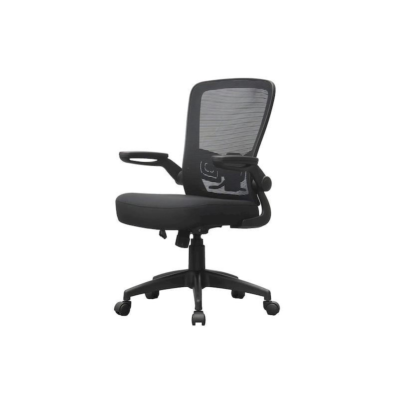 Ergonomic Mesh Task Chair with Flip-Up Arms & Pneumatic Height Adjustment - Breathable Back, Tilt Tension Control, 275 lbs Capacity - Grey Office Chair