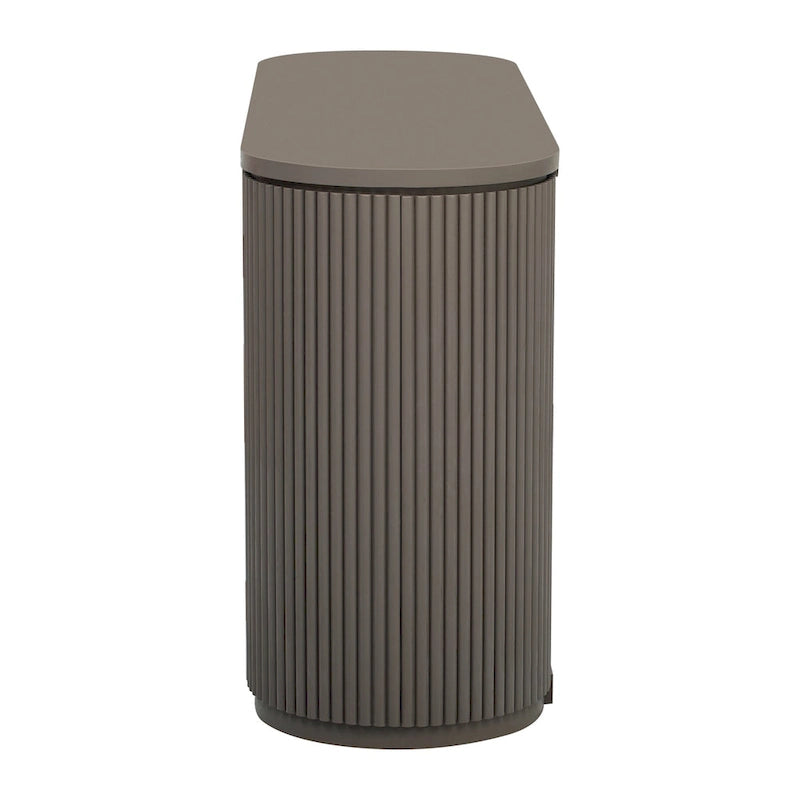 Vertical Striped Door Storage Cabinet with Metal Handles - MDF & Pine Veneer, 3 Adjustable Shelves